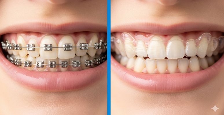 Comparativa Invisalign vs brackets
